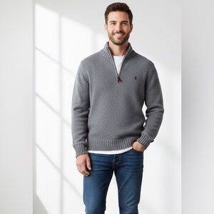 Polo By Ralph Lauren 100% Cotton 1/4 Zip Men’s Sweater, Size XL